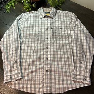 Orvis Men's Plaid Button-Down Shirt in Gray and White